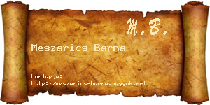 Meszarics Barna névjegykártya